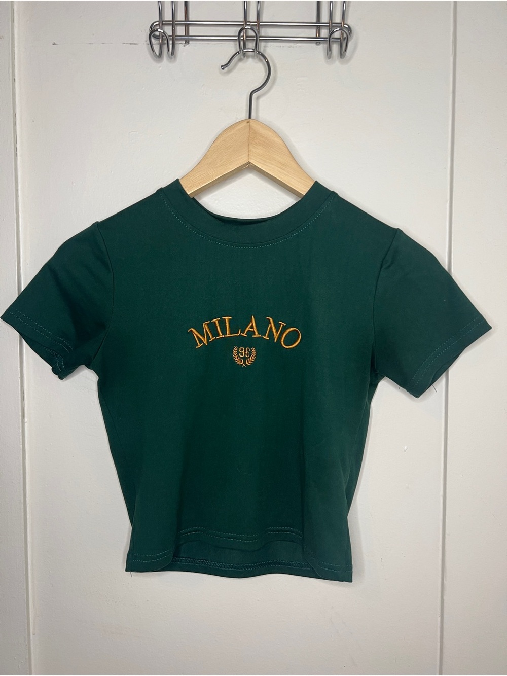 Milano Forest Green Short Sleeve Tee with Gold Embroidered Logo